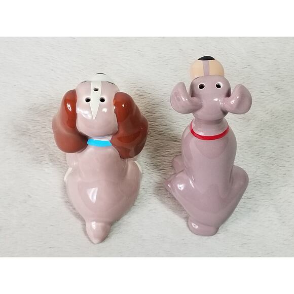 Disney Lady & The Tramp Salt & Pepper Shaker Set Ceramic Vintage Great Condition - Picture 12 of 13